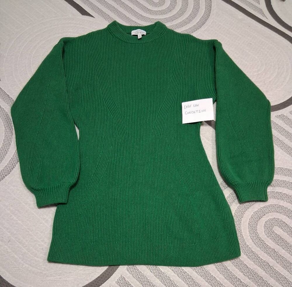 & other stories womens medium thick knit wool sweater dress holiday green mini